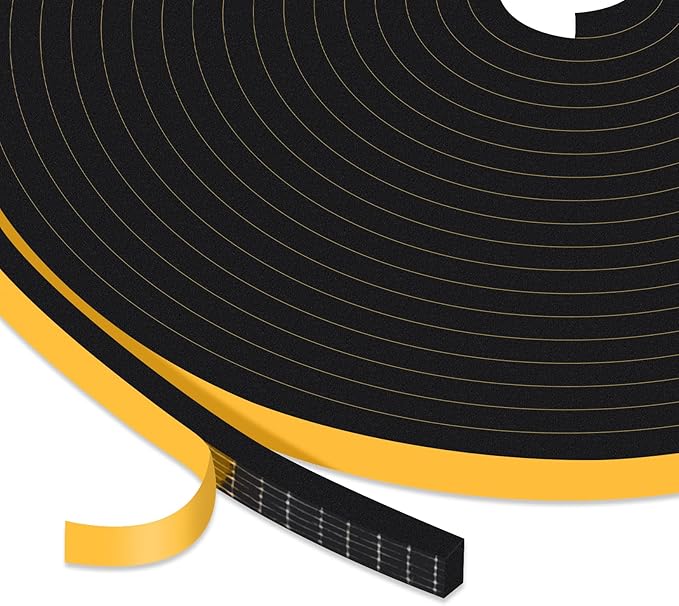 Strong Adhesive Window Seal Strip, Door Insulation Weather Strip, Foam Door Seal Strip, Soundproof Weatherproof, Windproof Airtight Weather Stripping for Door Frame(1/4 in x 1/8 in x 50Ft)