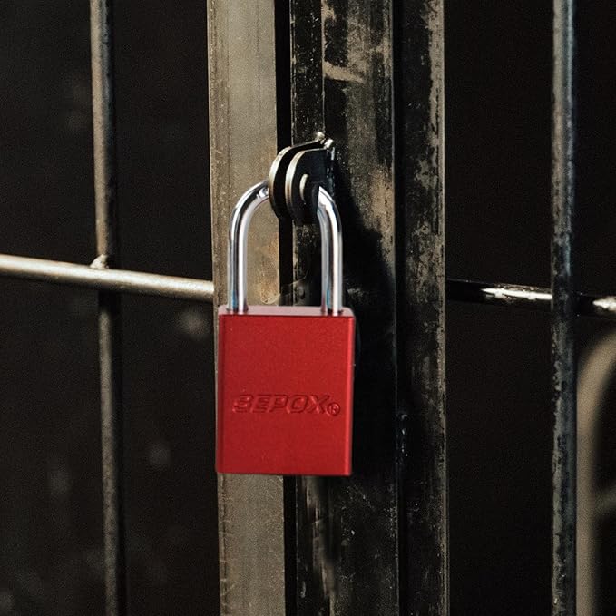 SEPOX® Ultra-Durable Anti-Rust Outdoor Padlock - Red Aluminum 38mm 1-1/2" with Long Shackle & 3 Big Keys Ideal for Gate, Storage, Locker, Fence & Lock-Out, High Security
