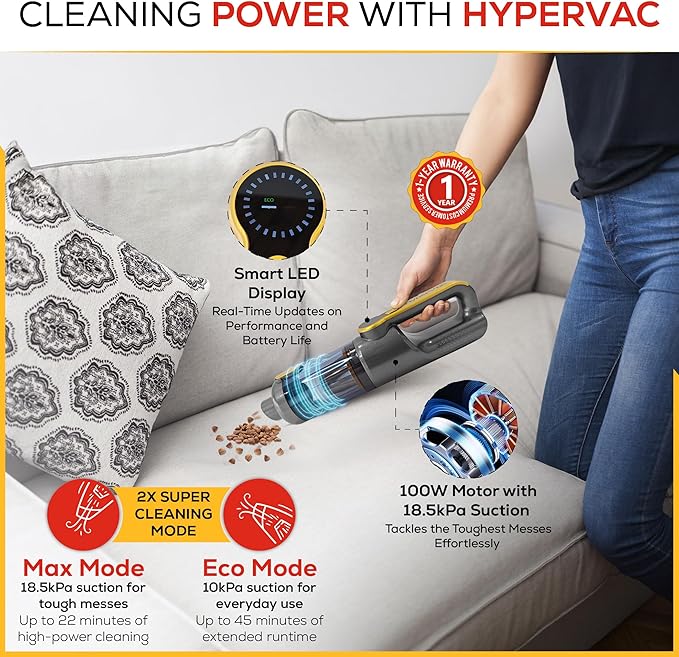 Car Vaccum Cleaner - 2 in 1 Handheld dustbuster, High Power, Portable, Cordless & Corded + Blower with 18500Pa Suction - Fast USB-C Rechargeable Hand Vacuum for Home, Office, Pets & Auto Detailing