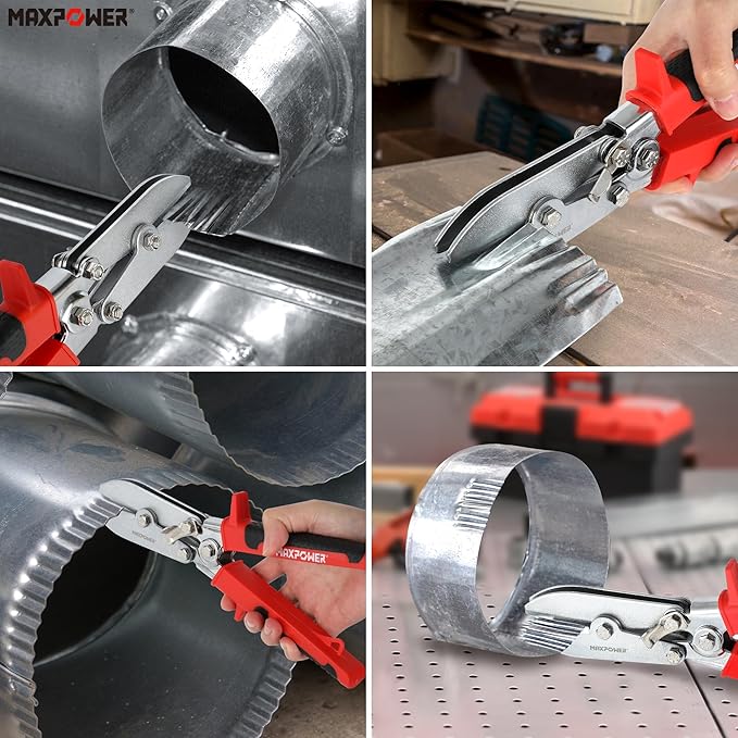 MAXPOWER Sheet Metal Crimper, 5-Blade Duct Crimping Tool- 9.8" Hand Crimper Hvac Tool for 24 Gauge Steel and 26 Gauge Stainless Steel Ductwork, Downspout,Stove Pipe