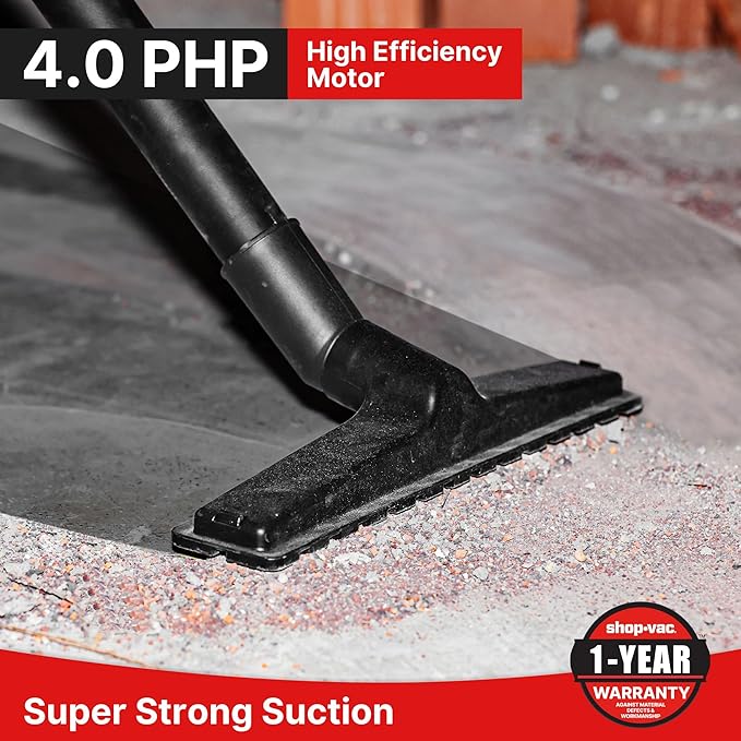 Shop-Vac 8 Gallon 4.0 HP Wet/Dry Vacuum with Blower Function, Stainless Steel Tank, Portable Shop Vacuum with Wheels, Includes Filters, Hose & Accessories, Ideal for Garage and Workshop