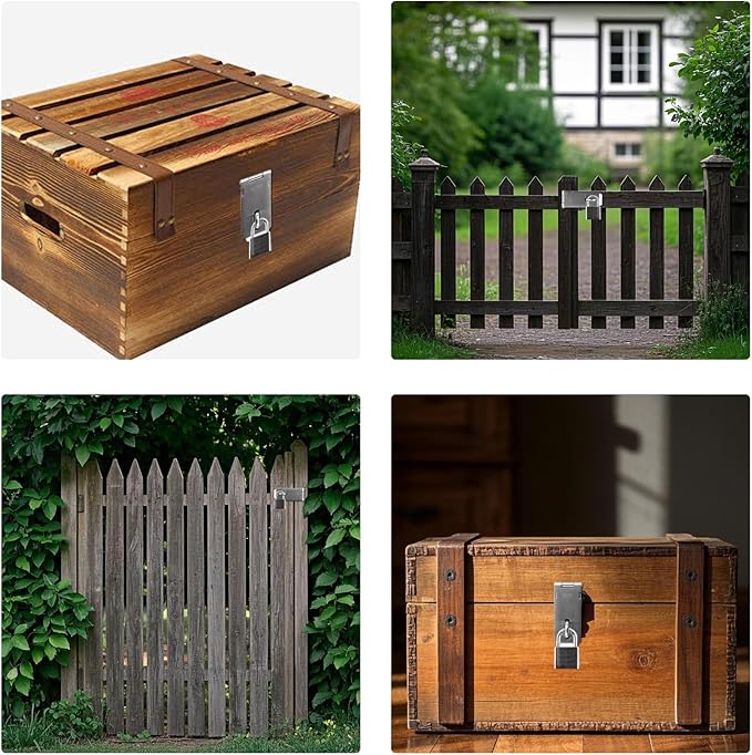 HOWDIA 180 Degree Hasp Lock Latch with Padlock, 4 Inch Stainless Steel Pad Lock Latches Locking Latch Security Door Clasp Hasp for Shed/Gate/Storage(Silver)