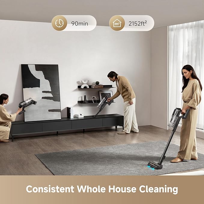DREAME Cordless Stick Vacuum Cleaner Z30 Essential, 210AW Suction with Big Dust Cup, Up to 90 Mins, 99.99% Filtration Efficiency, HEPA H14 Filter, Dust Reveal Technology, Multi-Surface Vacuuming