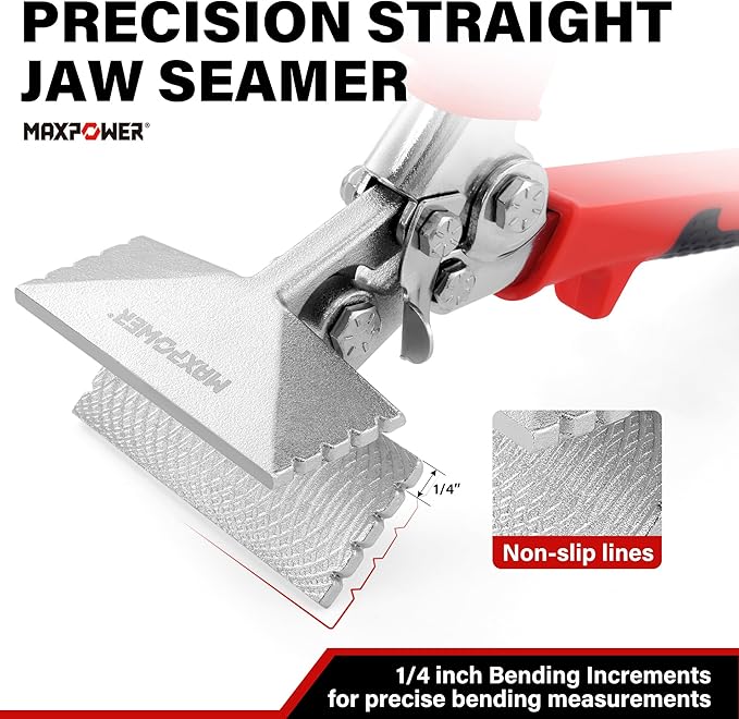 MAXPOWER Sheet Metal Hand Seamer, 3-inch and 6-inch Straight Jaw Sheet Metal Bender Tools with Ergonomic Handle, 2-Pack Metal Bending Tools