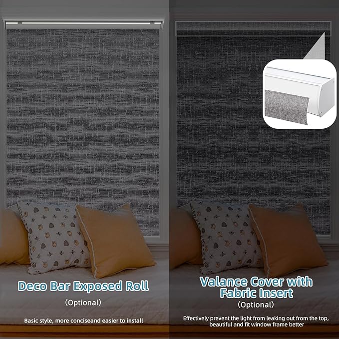 SmartWings Motorized Smart Blinds with Remote, Custom Automatic 100% Blackout Roller Shade Compatible with Alexa/Homekit/Google, Electric Smart Blinds for Indoor Windows, Safari Midnight