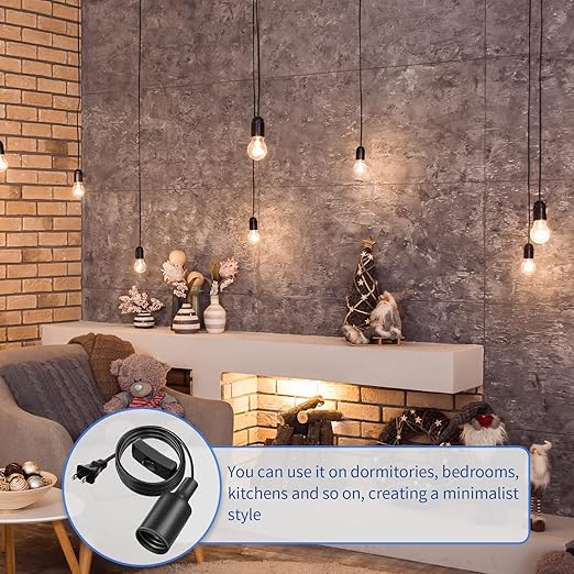 10 Pack Hanging Light Cord Pendant Light Cord with Switch Light Socket Extension Light Bulb Socket Cable Lamp Kit for E26 E27 Lamp Socket Lantern(Black,6 Feet)