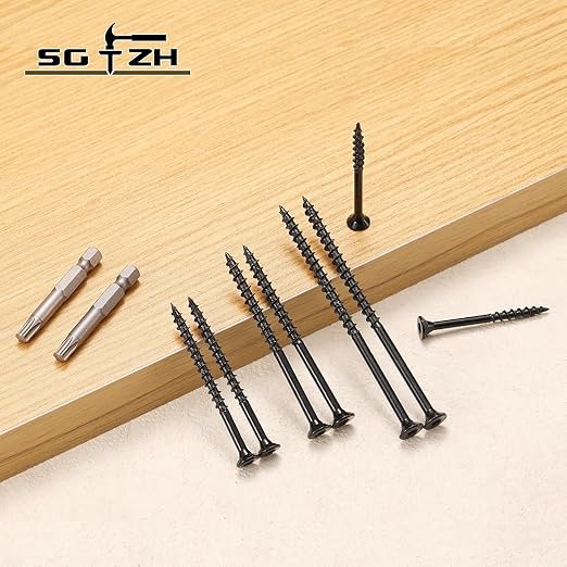 #8 x 1 Inch Deck Screws (2340Pcs) 10lb. Exterior Wood Screws. Carbon Steel, Black, Flat Head, Rust Resistant epoxy Coated, with T25 Star Bit