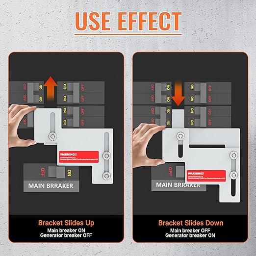 Generator Interlock Kit Fit for Eaton Cutler Hammer Challenger BR Series and CH Series 150 or 200 amp Panels 1 1/4 to 1 1/2" Space Between Main and Generator Breaker