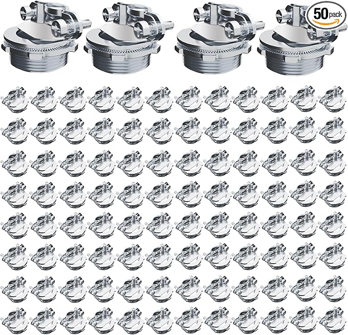 50pcs 1/2" Clamp Type Cable Connectors, cable connector clamp Steel Connector for Metallic Conduit Protect Cables Silver-Zinc