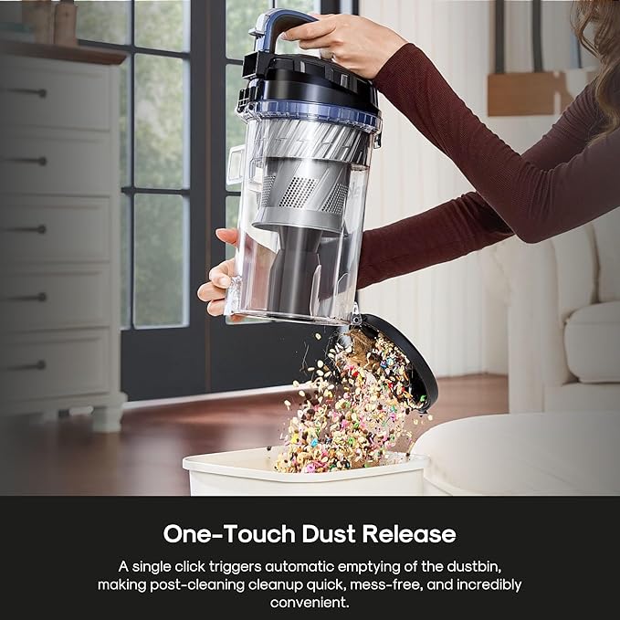 Eureka Upright Vacuum Cleaner for Carpet and Hard Floor,Powerful Vacuum With Dual Cyclone Suction,Swivel Steering,Anti-Tangle,Large Dust Cup,NEU612BL, Blue