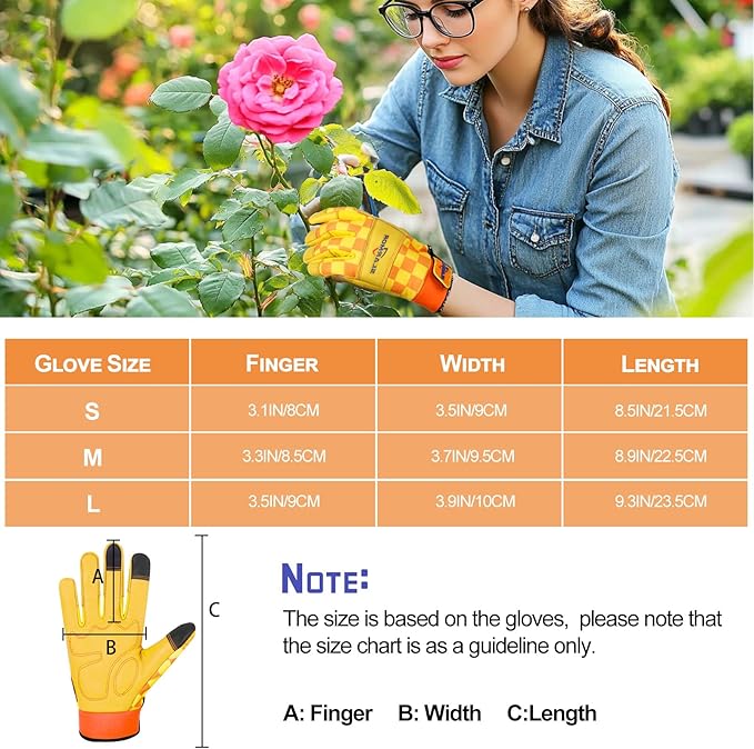 Leather-Gardening-Gloves for Women,Thorn-Proof Work-Gloves for Weeding,Digging,Planting,Pruning Yard garden Gloves
