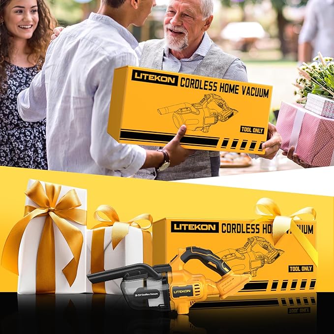 Cordless Vacuum Compatible with 𝗗𝗘-𝗪𝗔𝗟𝗧 20V Max Battery (No Battery), Handheld Battery Powered Vacuum Cleaner for Wood Floor, Carpet, Car Cleaning, 125AW (Tool Only)