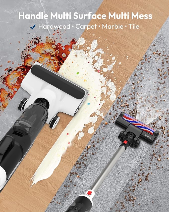 5-in-1 Combo Cordless Wet Dry Vacuum Cleaner - Lightweight Multi-Function Mop & Vacuum for Hard Floors & Carpets, Self-Propelled Vacuum Mop All in One for Whole-House Cleaning