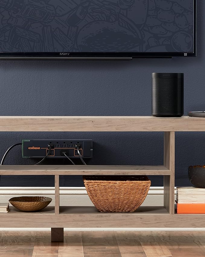 ECHOGEAR ShockBlocker 8 Outlet Surge Protector Power Strip - Slim Design Can Power & Protect Your Entire TV, Office, Or Gaming Setup - Advanced Surge Suppressor with 3420 Joules of Protection