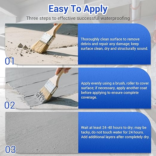 Polyurethane Waterproof Coating, 0.4 Gallon / 51 Fl 0z., Light Grey, Polyurethane Coating for Multi-Surface Leak Repair Roofs, Gutters, Basements, Indoor and Outdoor Liquid Water Proof Sealant