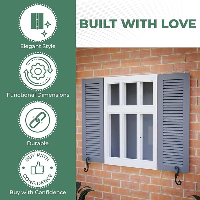 Renovators Supply Black Shutter Dog Holders 6.5 Inches Long Antique Decorative S Style Solid Aluminium Black Rust Resistant Powder Coated External Shutter Tieback Hardware Including Mounting Screws