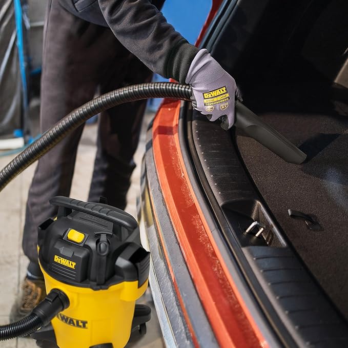 DEWALT Shop Vacuum 6 Gallon 4HP Poly Wet Dry Vacuum Ultimate Cleaning Solution for Construction Workshop Environments for Jobsite Garage Home W/Inflation Ket, Yellow, DXV06PL
