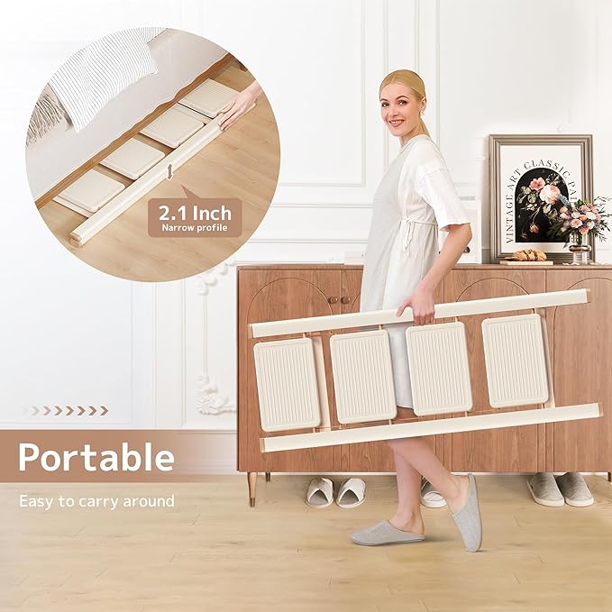 GameGem 4 Step Ladder Folding Step Stool with Wide Anti-Slip Pedal, 330LBS Capacity, Lightweight Portable Stepladder for Home and Kitchen Use, Cream Chocolate