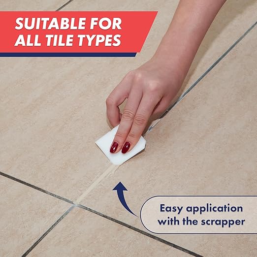 Tile Grout, Repair Kit, 2 Pack Grout Filler, Restore & Renew Tile Joints Line, Fast Drying Tile Grout Paint Squeeze Tube for Bathroom Shower Kitchen Floor, Waterproof (17.6 oz, Beige)