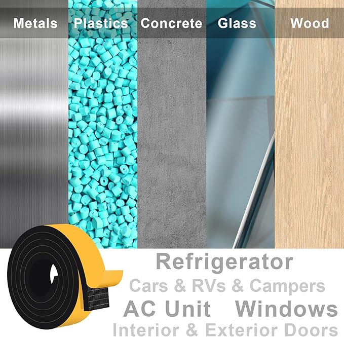 Weather Stripping Door Seal Strip, Adhesive Foam Insulation Tape for Doors and Windows, Sliding Door, SoundProof Weatherproof Air Conditioning Insulation Anti-Bug(2 in x 3/8 Inx 6.5Ft