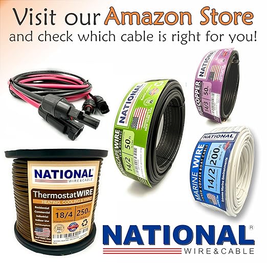 National Wire&Cable - 16/2 Tinned Copper Professional Wire (100 Feet) 16 AWG Gauge Stranded PVC Cord - 2 Conductor Electrical Wire - Made in USA - CL Rated/ETL Listed - LED Light, Low Voltage Cable