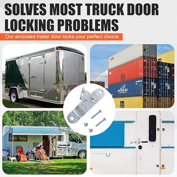 GDW Cargo Trailer Door Latch Hasp Keeper for Ramp Padlock Race Bar Lock Handle Enclosed Car Hauler (Trailer Door Hasp 2pack +Screws 4+Nuts 4)