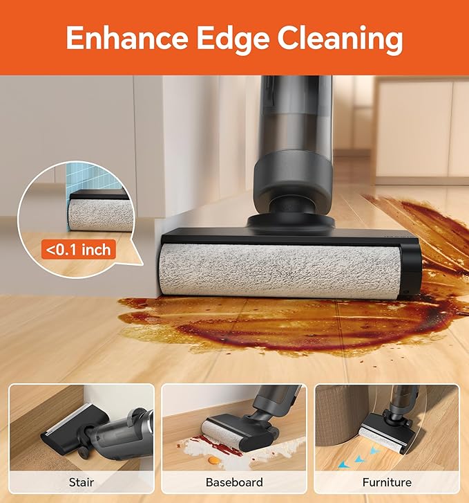 IMAGIC M3 Combo Wet Dry Vacuum Cleaner, 4-in-1 Cordless Vacuum Mop Combo for Multi-Surface, Lightweight & Handheld Vacuum Mop All in One with Edge Cleaning, Self-Cleaning & Hot Air Drying, Grey