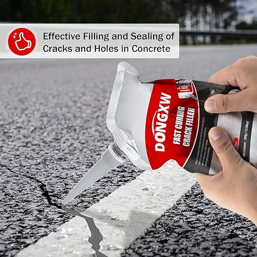 Concrete Crack Filler and Sealant Self-Leveling, 6Pcs High Elasticity Cement Crack Repair, Waterproof Concrete Caulking Glue for Driveways, Gray Caulking Adhesive Repair