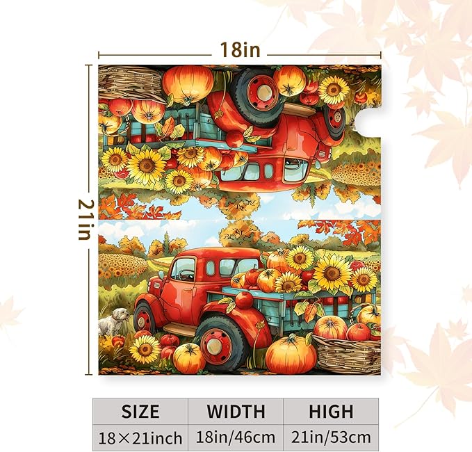 Fall Pumpkins Sunflower Mailbox Covers Magnetic Standard Size 21 X 18 Inch Autumn Red Truck Harvest Mailbox Wraps Cover Thanksgiving Letterbox Cover for Garden Yard Outdoor Decor