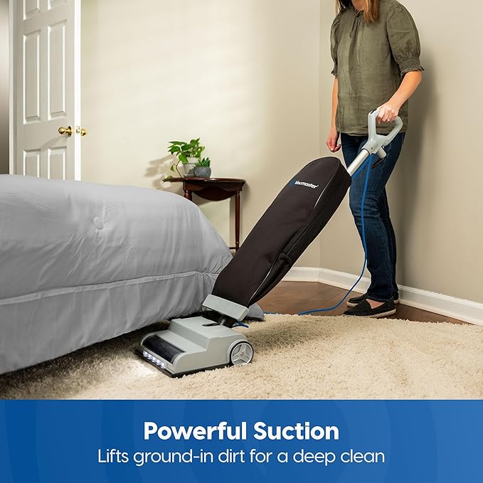 Vacmaster UB0402 Commercial Vacuum Cleaner Ultra-Lightweight 14L Capacity Bagged Upright Vac with LED Headlight and 2-Speed Setting Powerful Suction for Pets, Carpets & Hard Floor