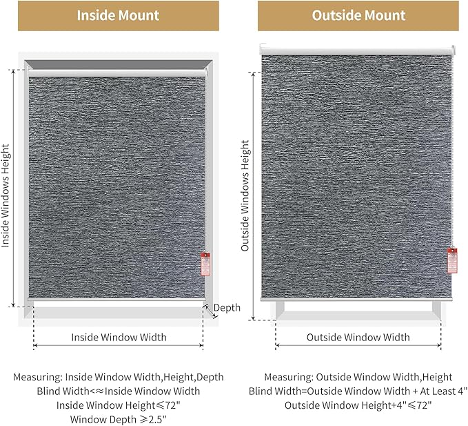 ALLBRIGHT 100% Blackout Roller Blinds Woven Shades with Striped Jacquard, Cordless Window Shades, UV Protection Fabric, Easy-Install for Indoor Home & Office, Dark Blue, 20" W x 72" H