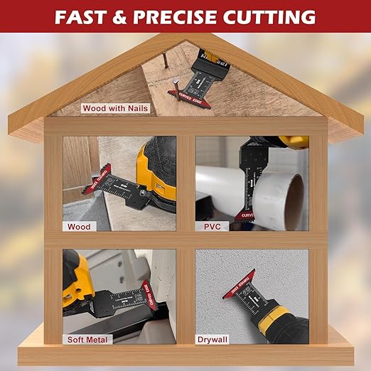 30 Pcs Bi-Metal Oscillating Tool Blades Metal Cutting, 1-3/4" Curved Edge Multitool Blades for Soft Metal, Hard Wood, Plastic, Oscillating Saw Blades Fit Dewalt Milwaukee Bosch Ryobi