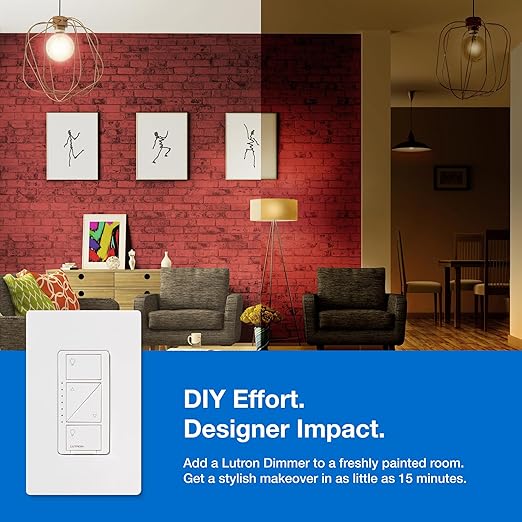 Lutron Caseta Original Smart Dimmer Switch Kit w/ Hub, with Pico Remote, Wallmount Bracket, & Smart Hub, Works with Alexa, Apple Home, Google Home, 3 Way, 150W, No Neutral Req, P-BDG-PKG1W-A