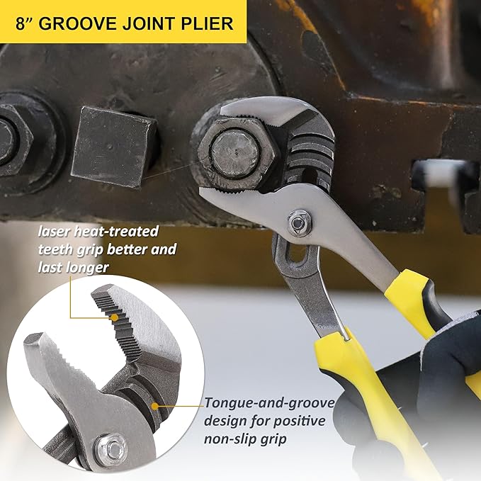 TOPLINE 5-Piece Pliers Set, Pliers Tool Set Included 8" Groove Joint, 7" Linesman, 6" Long Nose, 6" Slip Joint, 6" Diagonalfor Basic Home Maintenance