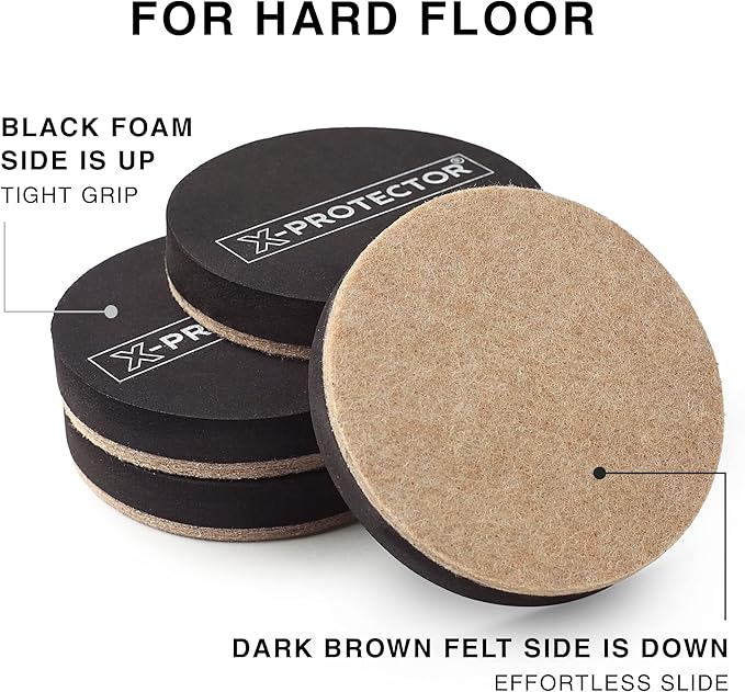 Furniture Sliders X-PROTECTOR 16 PCS – Furniture Sliders Hardwood Floors & Felt Furniture Movers – Moving Pads All Floor Types! Heavy Duty Reusable Sliders for Moving Furniture Easily & Safely!