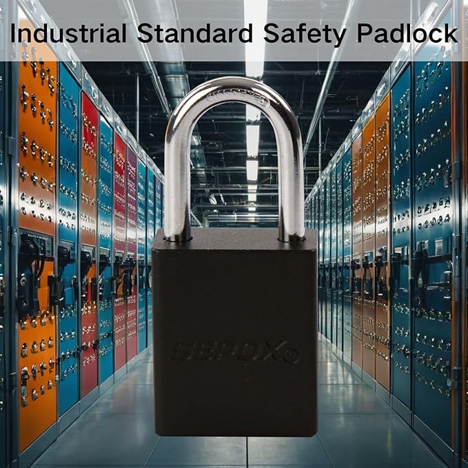 SEPOX® 4 Pcs Ultra-Durable Anti-Rust Outdoor Padlocks - Black Aluminum, 38mm (1-1/2") with Long Shackle & 8 Same Keys, Ideal for Gate, Storage, Locker, Fence & Lock-Out, High Security