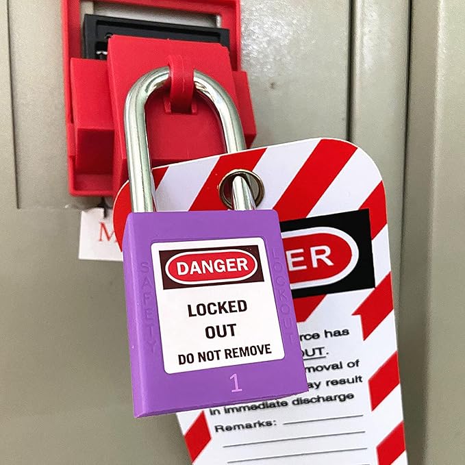 SAFBY Lockout Tagout Locks, Safety Padlock, Keyed Differently Loto Safety Padlocks for Lock Out Tag Out Kits Station (Purple 1-10)