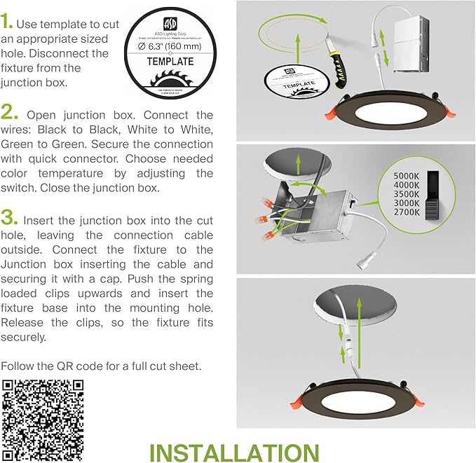 ASD 6 Pack LED Recessed Lighting 6 Inch 12W, 5 CCT 2700K-5000K CRI90+, IC Rated Ultra Thin Dimmable Ceiling Lights with J Box, Canless Wafer Downlight, Round Slim Panel Light, Energy Star ETL, Bronze