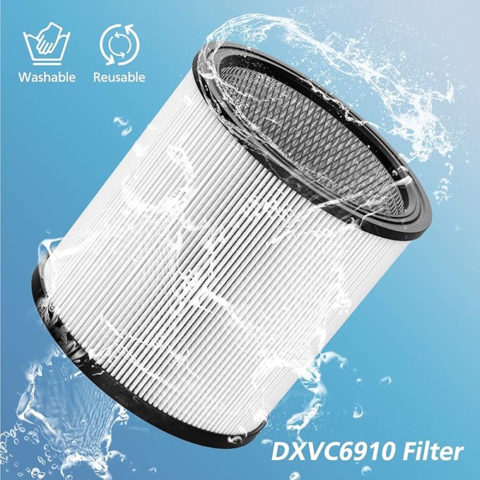 DXVC6910 Cartridge Filter Replacement Compatible with DeWalt DXV06P DXV09P DXV10P DXV10PL DXV10SA DXV12P DXV14P DXV16P Wet/Dry Vac Vacuum Cleaner (NOT fits for DXV06G/ DXV08S) 2 Pack