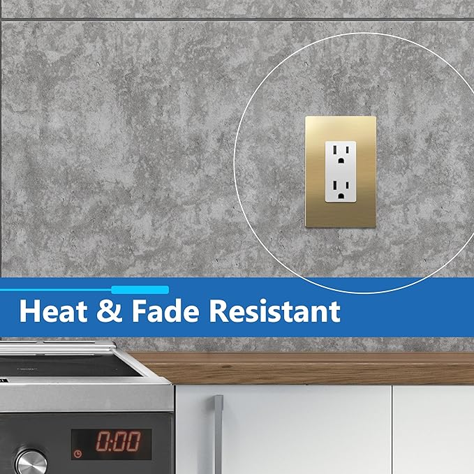 LIDER Screwless Metal-Surface Wall Plate, Decorator Switch Cover, Temperature and Impact Resistant, 201 Stainless Steel, Modern Decoration Upgrade, Mid-Size 1-Gang 4.88" x 3.11", Brushed Brass, 2 Pack