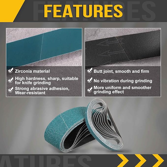 3/8 x 13 Inch Sanding Belt, 20 Pcs 80 Grit Zirconia Knife Sharpener Belts Work Sharpening for Belt Sander Knife Carving Tool Metal Working