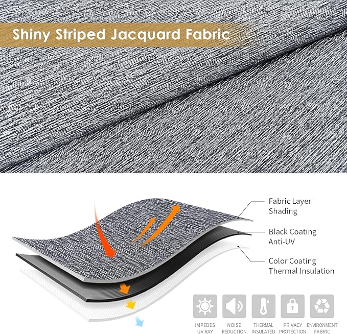 ALLBRIGHT 100% Blackout Roller Blinds Woven Shades with Striped Jacquard, Cordless Window Shades, UV Protection Fabric, Easy-Install for Indoor Home & Office, Dark Blue, 48" W x 72" H