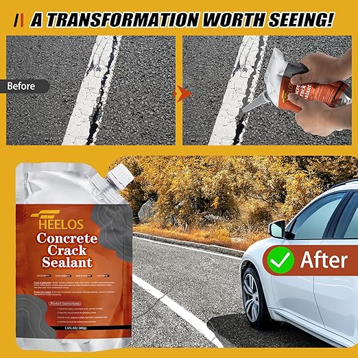 Concrete Crack Sealant, 9Packs Premium Concrete Crack Filler, Weather-Resistant Caulking Glue,Quick-Drying & Waterproof Repair Adhesive for Slabs, Driveways, Sidewalks (Grey)