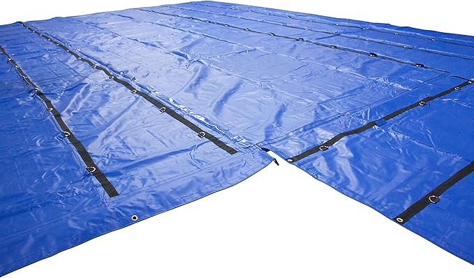 Mytee Products 20' x 27' Flatbed Truck 18 Oz Lumber Tarp with 6 FT Drop - Blue Heavy Duty Vinyl Waterproof Tarp for Trailers to Protect Cargo from Wind, Rain, Snow and Sun