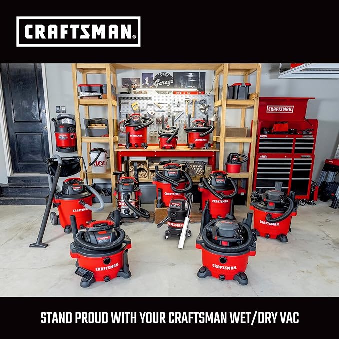 CRAFTSMAN CMXEVBE17595 16 Gal. 6.5 Peak HP Wet/Dry Shop Vacuum with Filter, Dust Bag, Hose, Attachments and CMXEVBE17250 2.5 Gal. 2.5 Peak HP Portable Vac with Filter Bag, Hose and Attachments