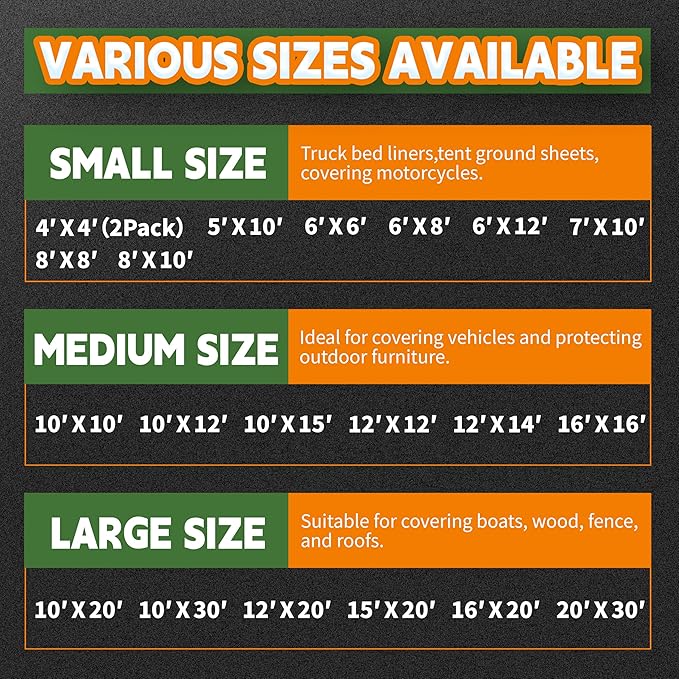 RAINDEWAY Tarps Heavy Duty Waterproof 7x10 Feet,10.5 Mil Waterproof Tarps for Outdoors,Multipurpose Poly Tarp Cover with Metal Grommets and Reinforced Edges,Green/Blue