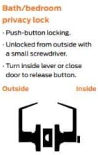 LYNN HARDWARE Commercial Door Lever Lock - Heavy-Duty Locking Door Handle, Designer Door Handles, Cylindrical Lever Lock, Non-Handed Grade 2 Door Handle, Satin Chrome, Privacy/Bathroom Function