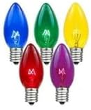Novelty Lights Incandescent Christmas Replacement Bulbs - Indoor/Outdoor Individual Bulbs for Christmas Tree, Display, & More - C9/E17 Intermediate Base, 7 Watt Lights (Multi, 25 Pack)