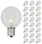 Novelty Lights 25 Pack G50 Outdoor Patio Globe Replacement Bulbs, Clear, E17/C9 Intermediate Base, 7 Watt
