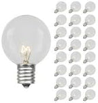 Novelty Lights 25 Pack G50 Outdoor Patio Globe Replacement Bulbs, Clear, E17/C9 Intermediate Base, 7 Watt